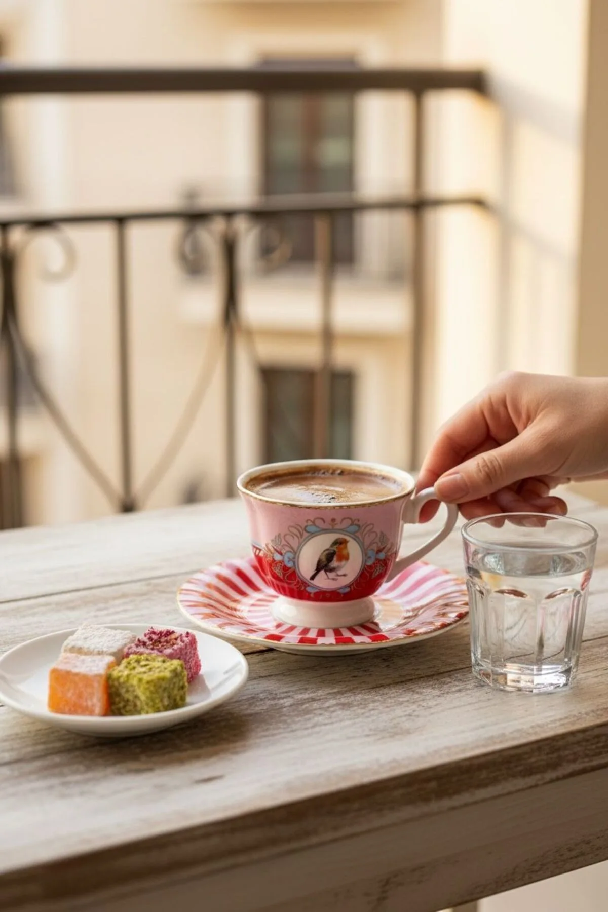 Acar Birdie 6 Kişilik Kuşlu Porselen Kahve Fincanı Takımı | Dekoratif Sunum Seti