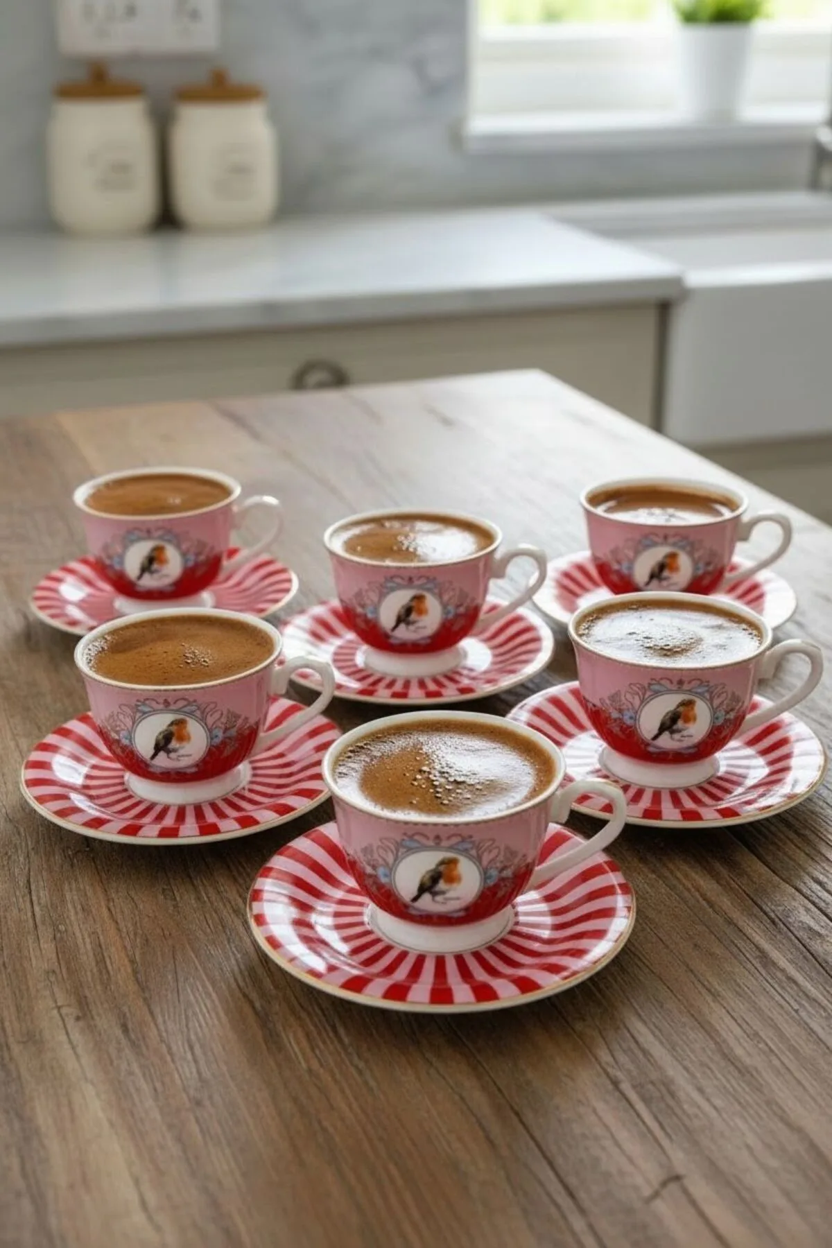Acar Birdie 6 Kişilik Porselen Kahve Fincanı Takımı | Dekoratif Sunum Seti