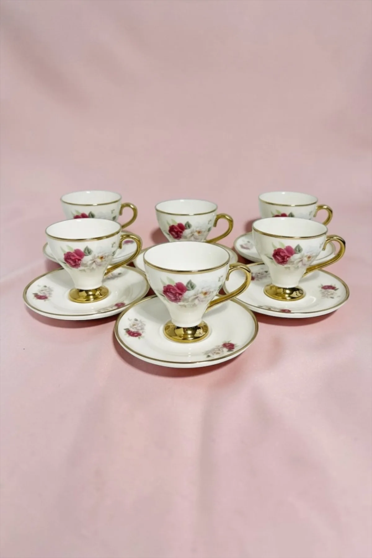 Kosova Göz Detaylı Mavi 6’lı Fincan Seti | Dekoratif Kahve Fincanı Takımı