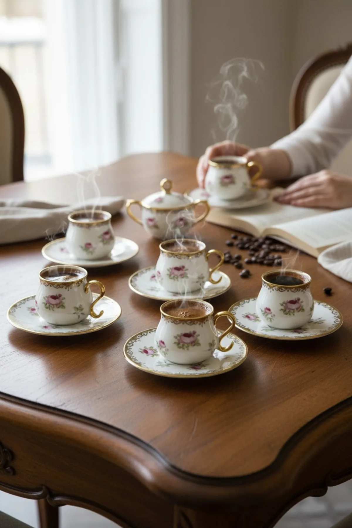 Acar Violet 6’lı Vintage Fincan Seti | Çiçek Desenli Dekoratif Kahve Fincanı