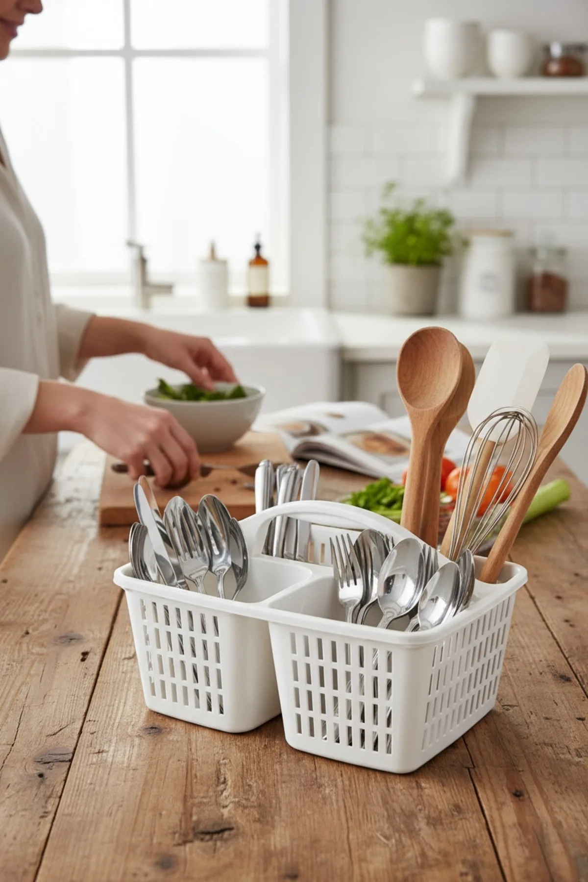 Kulplu Organizer 3 Bölmeli Çok Amaçlı Sepet Pratik Taşıma Düzenleyici