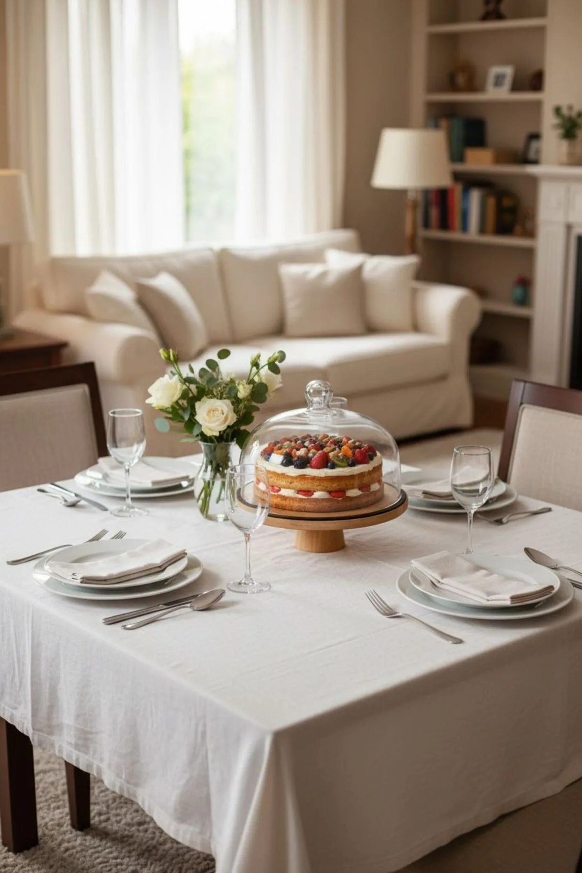 Egehome Cam Kapaklı Ayaklı Bambu Sunumluk | 28 cm Dekoratif Servis