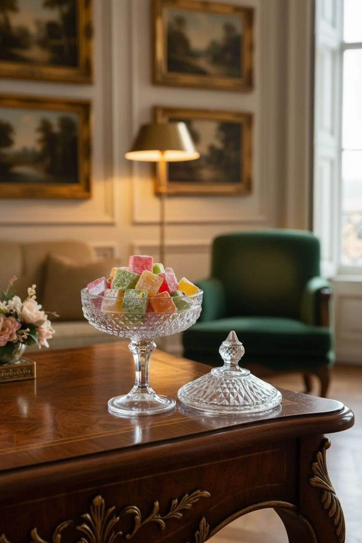 Paşabahçe Diamond Kristal Ayaklı Şekerlik | Dekoratif Cam Sunumluk