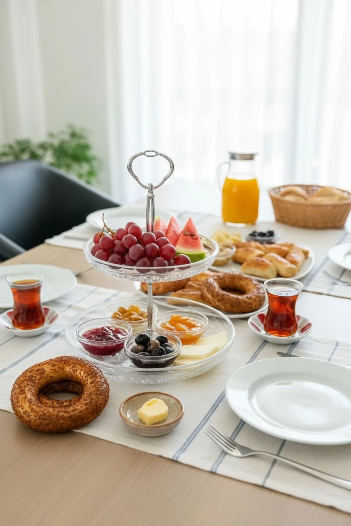 2 Katlı Cam Sunumluk | Şık Dekoratif Servis ve Sunum Standı