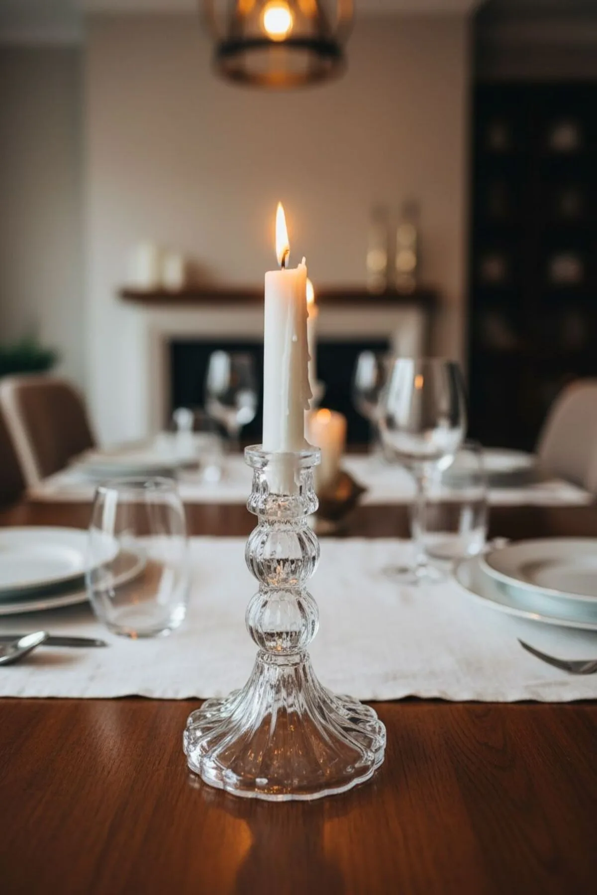 Büyük Boy Cam Şamdan | Şık Dekoratif Mumluk ve Masa Aksesuarı