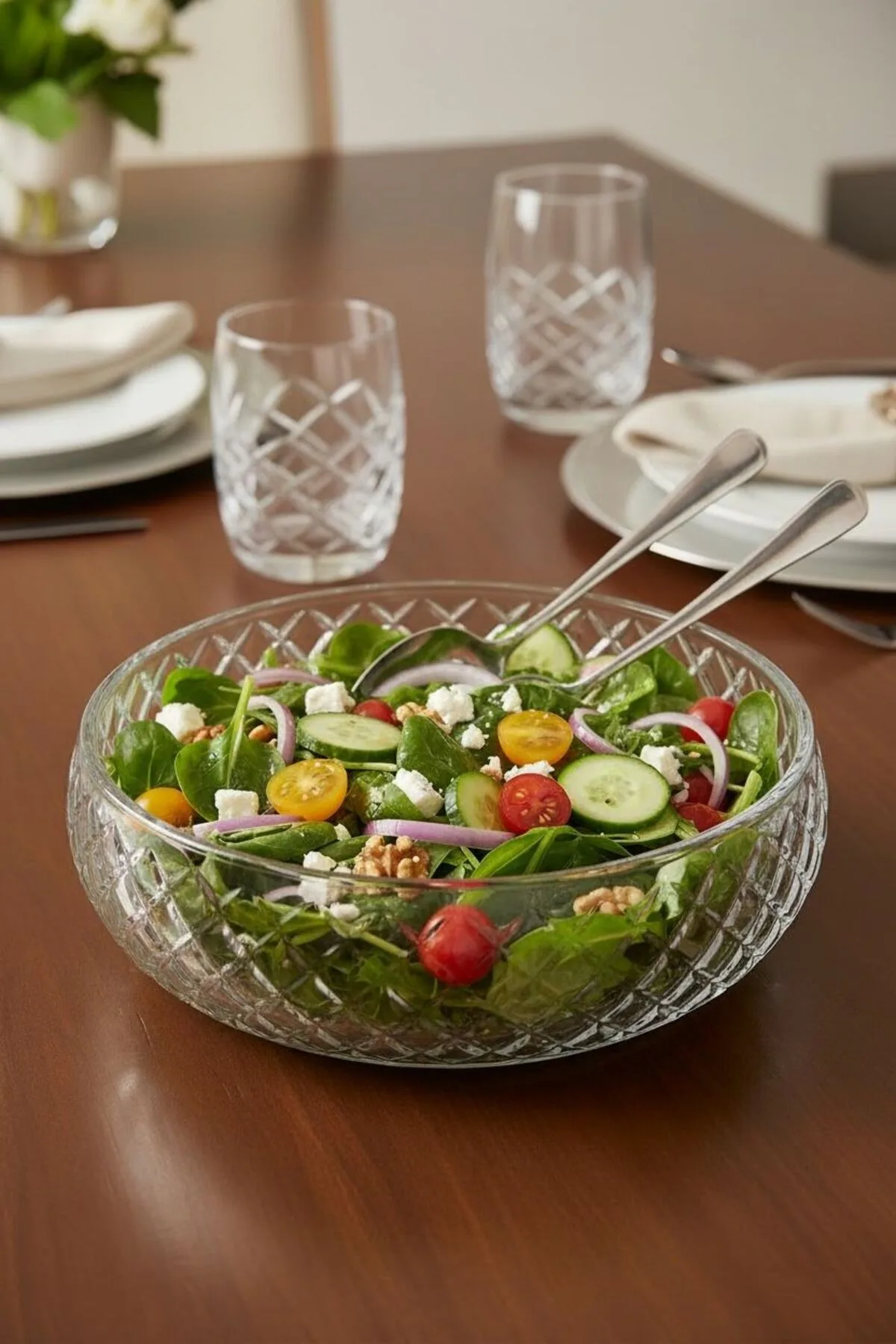 Alegre Kristal Salata Kasesi Büyük Boy | Şık Cam Sunum Kasesi