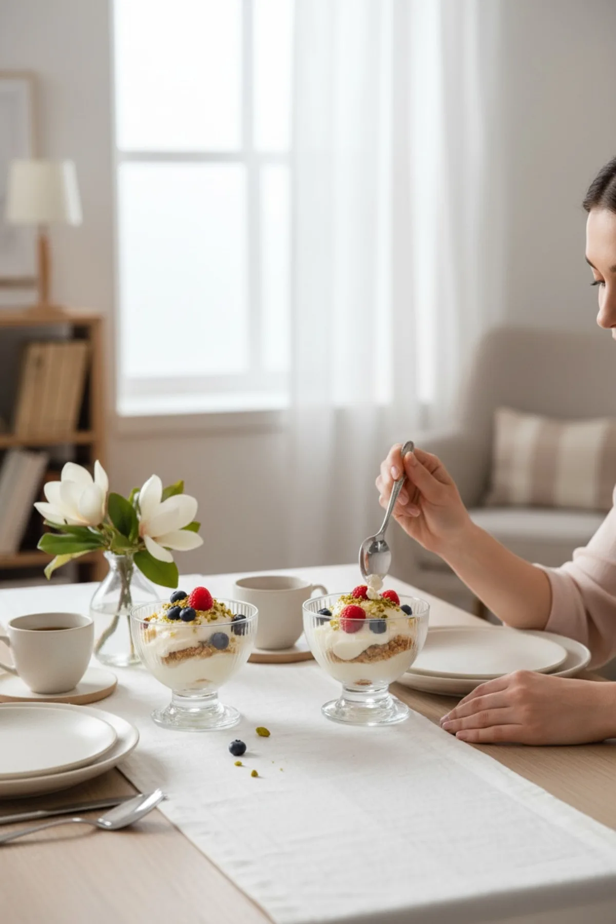 Line Ayaklı Magnolya Kasesi – Şık Cam Sunum ve İkram Kasesi, Dekoratif Servis Kasesi