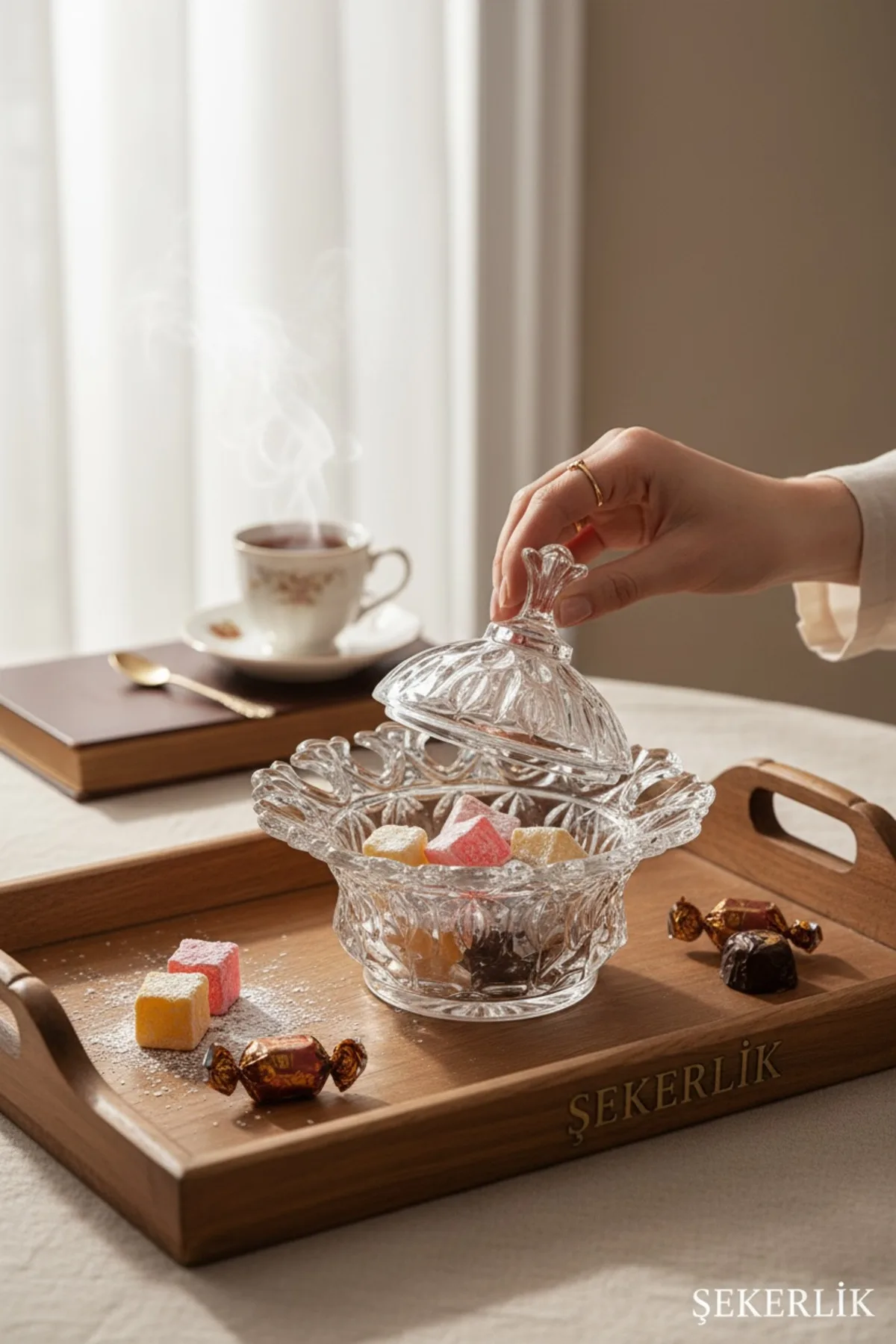 Sado Cam Şekerlik – Şık Kapaklı Şekerlik, Lokum ve Çerez Sunumluk