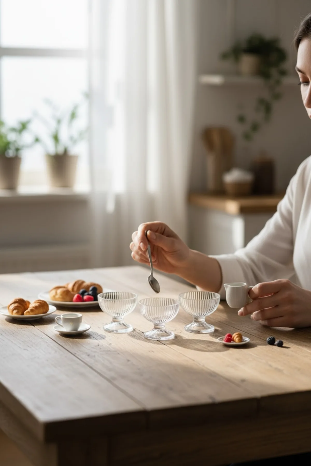 Line Çizgili Ayaklı Çerezlik Cam Ayaklı Şık Sunum Kasesi