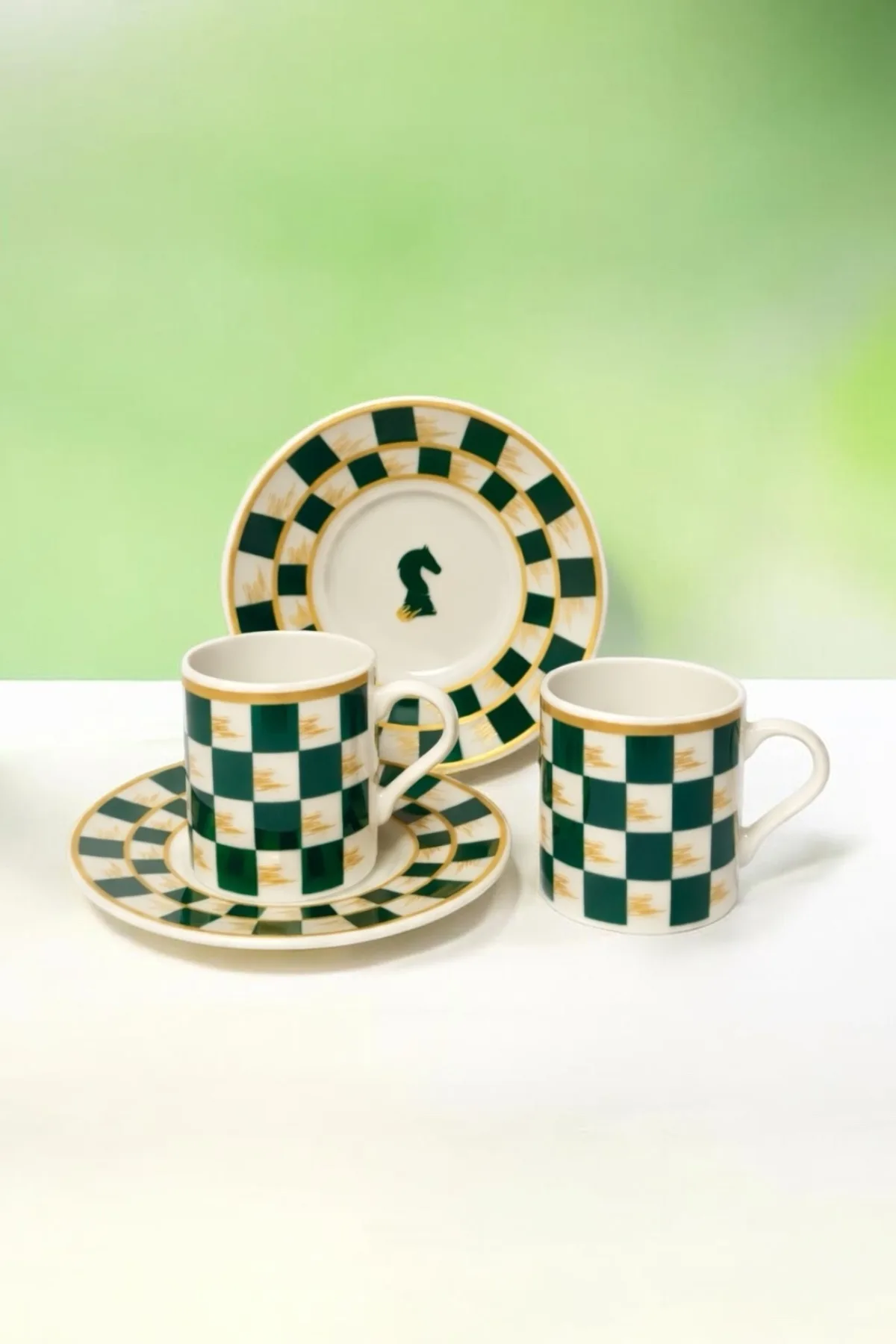 2’li Pembe Dama Desenli Fincan Takımı | Çay ve Kahve Sunum Takımı