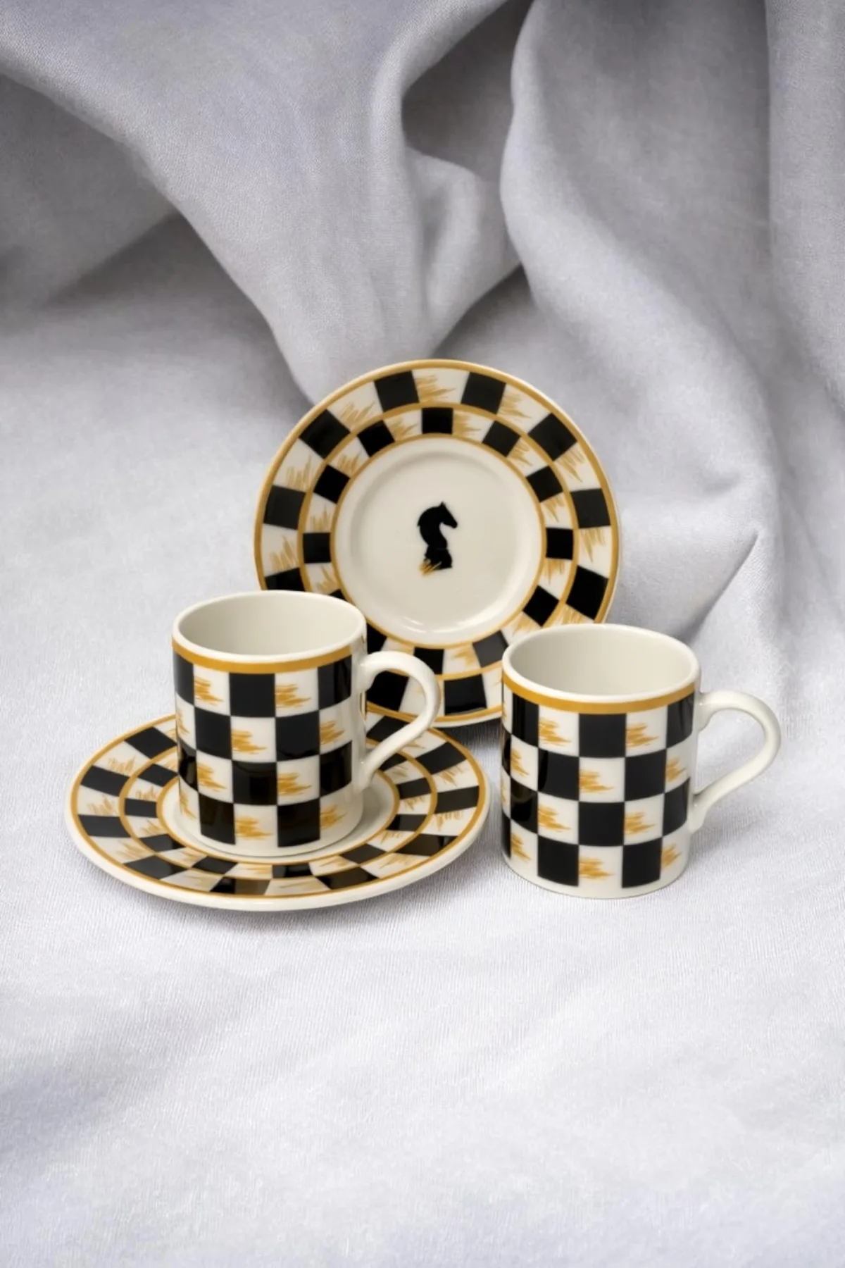 2’li Pembe Dama Desenli Fincan Takımı | Çay ve Kahve Sunum Takımı