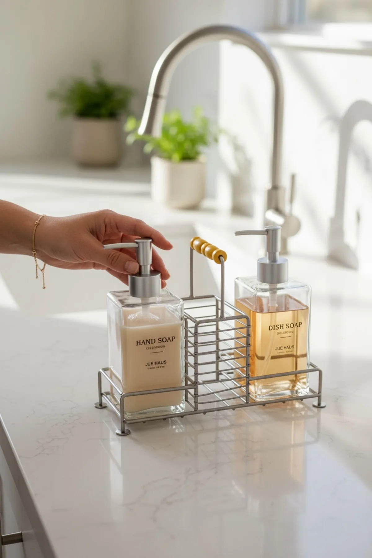 Zelo Metal Standlı 2’li Sıvı Sabunluk Seti –500 ml Banyo ve Mutfak Dispenseri
