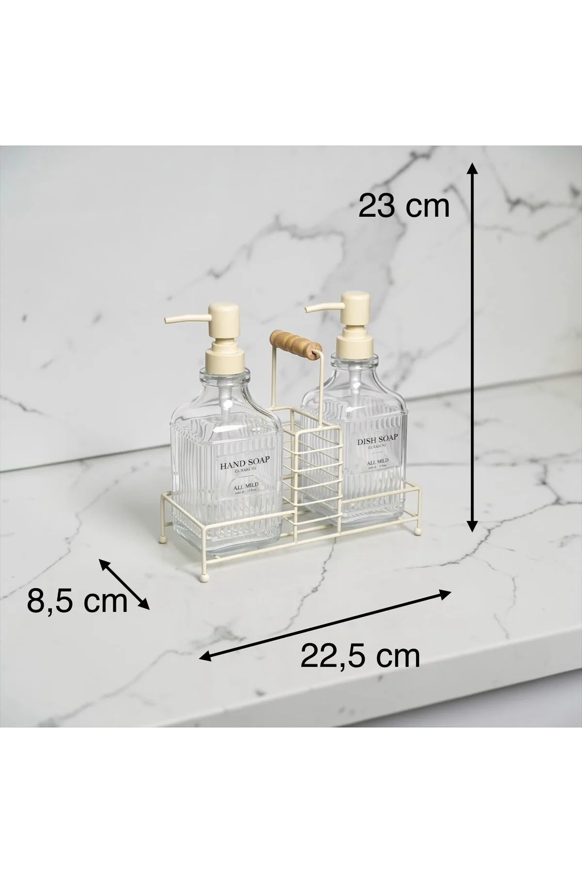 Fılo Metal Standlı 2’li Sıvı Sabunluk Seti –500 ml Banyo ve Mutfak Dispenseri