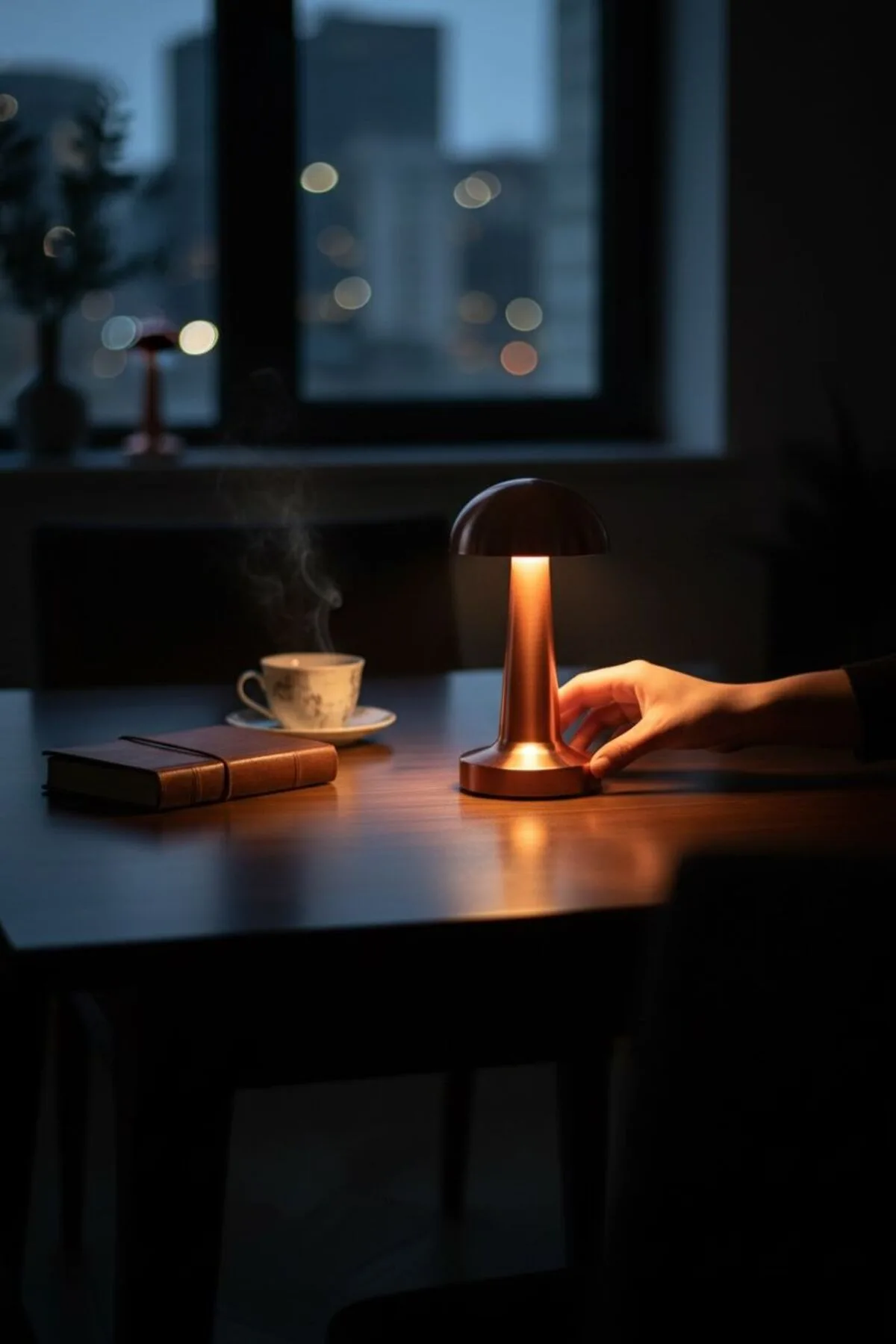 Kablosuz Mantar LED Masa Lambası | 3 Işık Modlu Dekoratif Gece Lambası