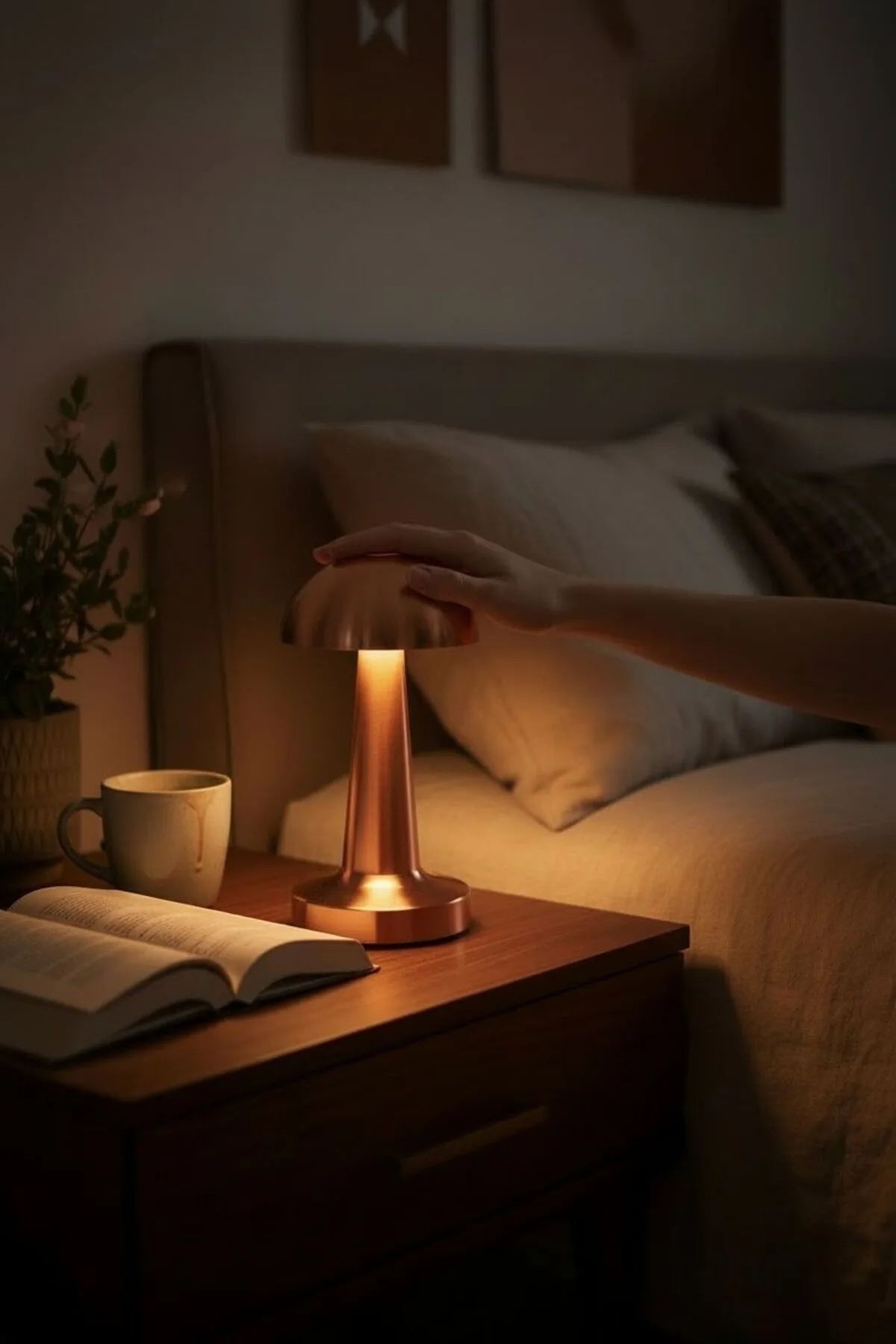 Kablosuz Mantar LED Masa Lambası | 3 Işık Modlu Dekoratif Gece Lambası