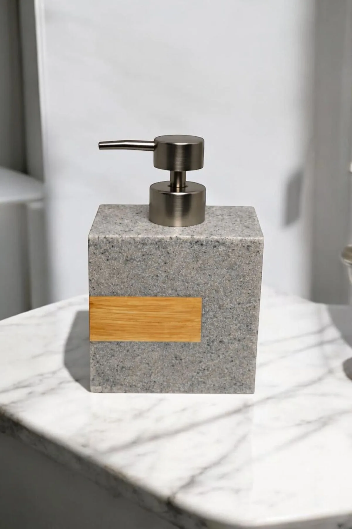 430 ml Mermer Görünümlü Sıvı Sabunluk – Banyo Mutfak Sabunluk Dispenseri - Dekoratif Sabunluk