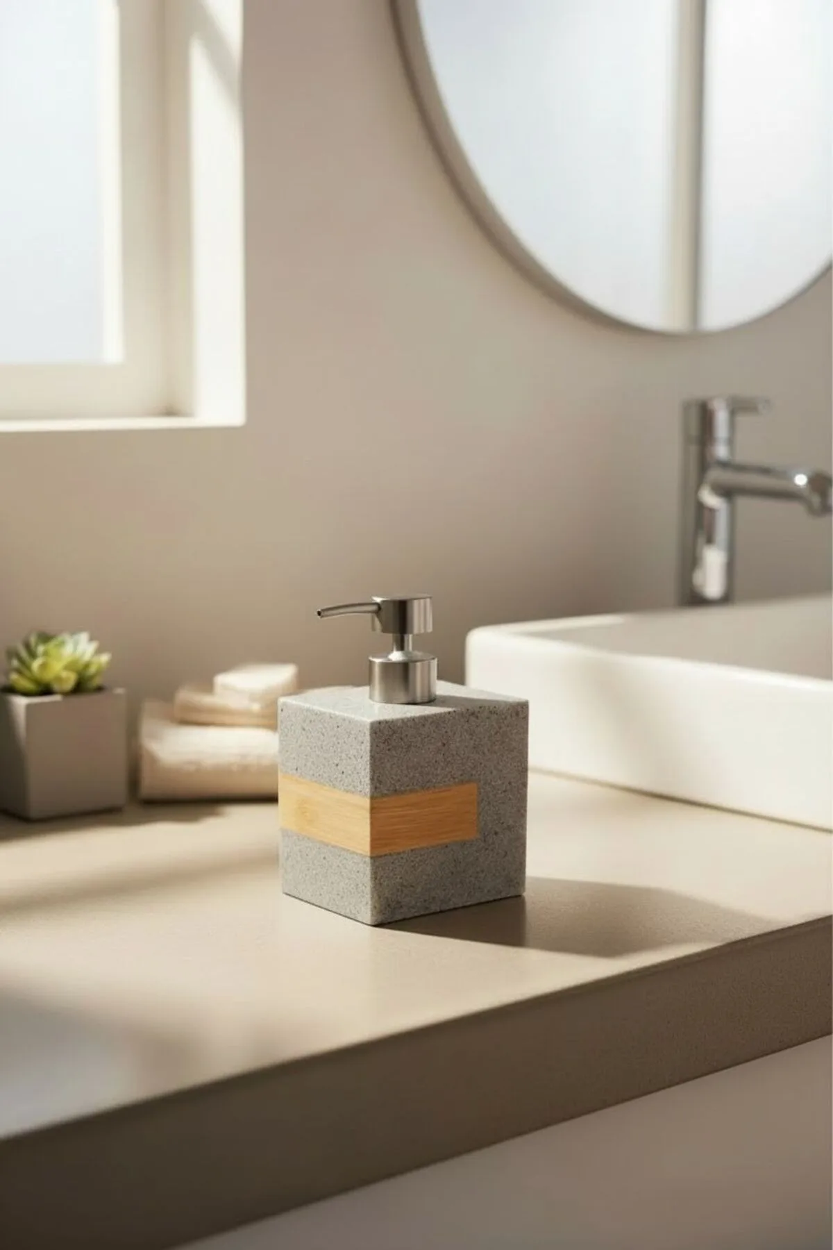 430 ml Mermer Görünümlü Sıvı Sabunluk – Banyo Mutfak Sabunluk Dispenseri - Dekoratif Sabunluk