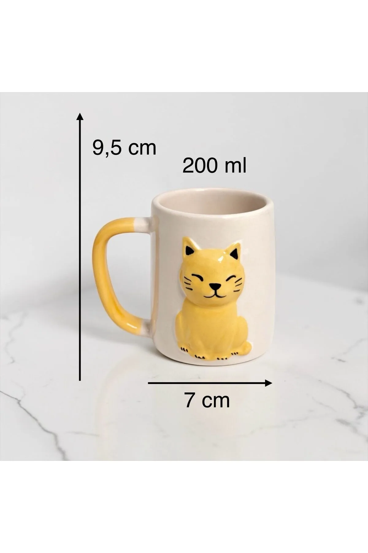 Kedi Desenli Porselen Kupa – Sevimli Kedili Kahve ve Çay Kupası 200 ml
