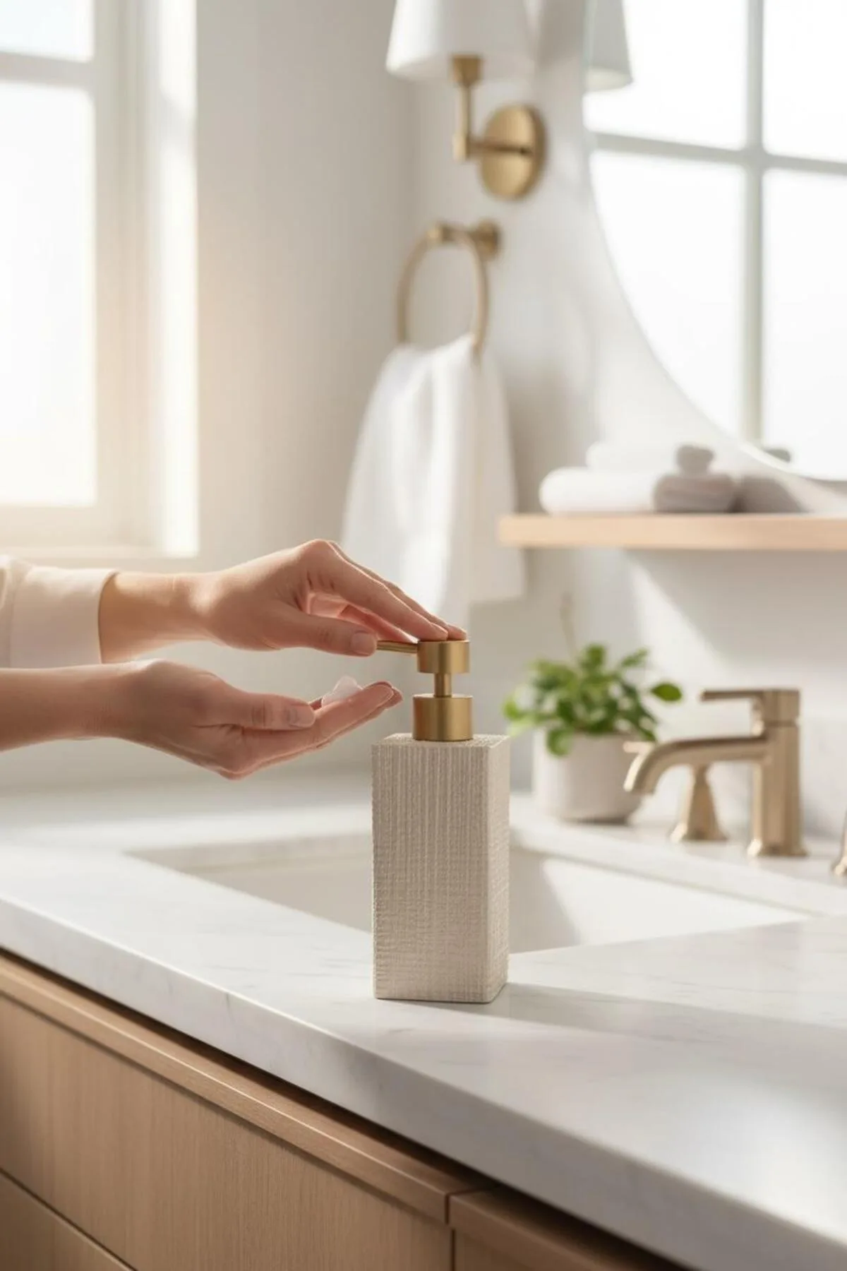 Taş Görünümlü 430 ml Sıvı Sabunluk – Modern Tasarım Şık Banyo Sabunluğu