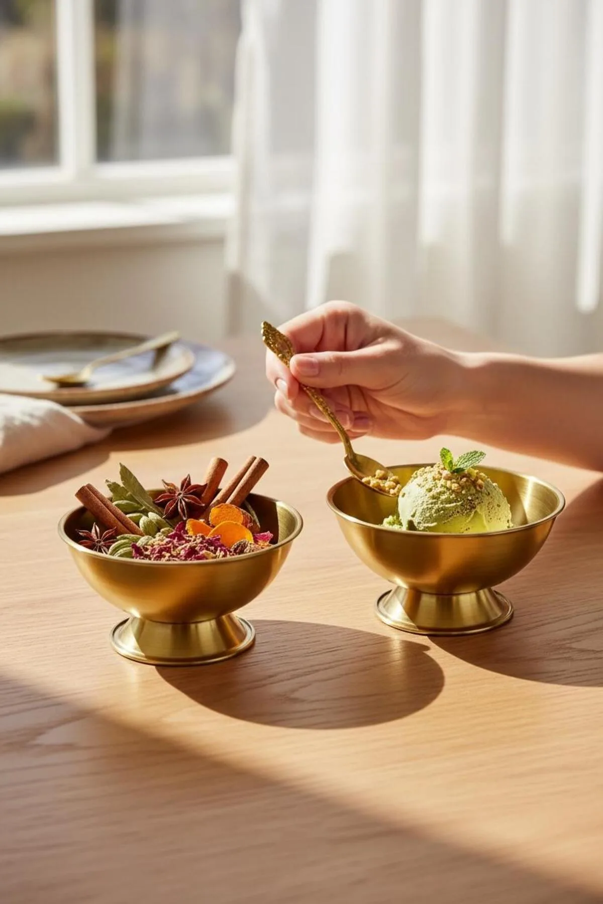 2’li Ayaklı Gold Sunumluk – 11,5 cm Dekoratif Küçük Sunum Kaseleri