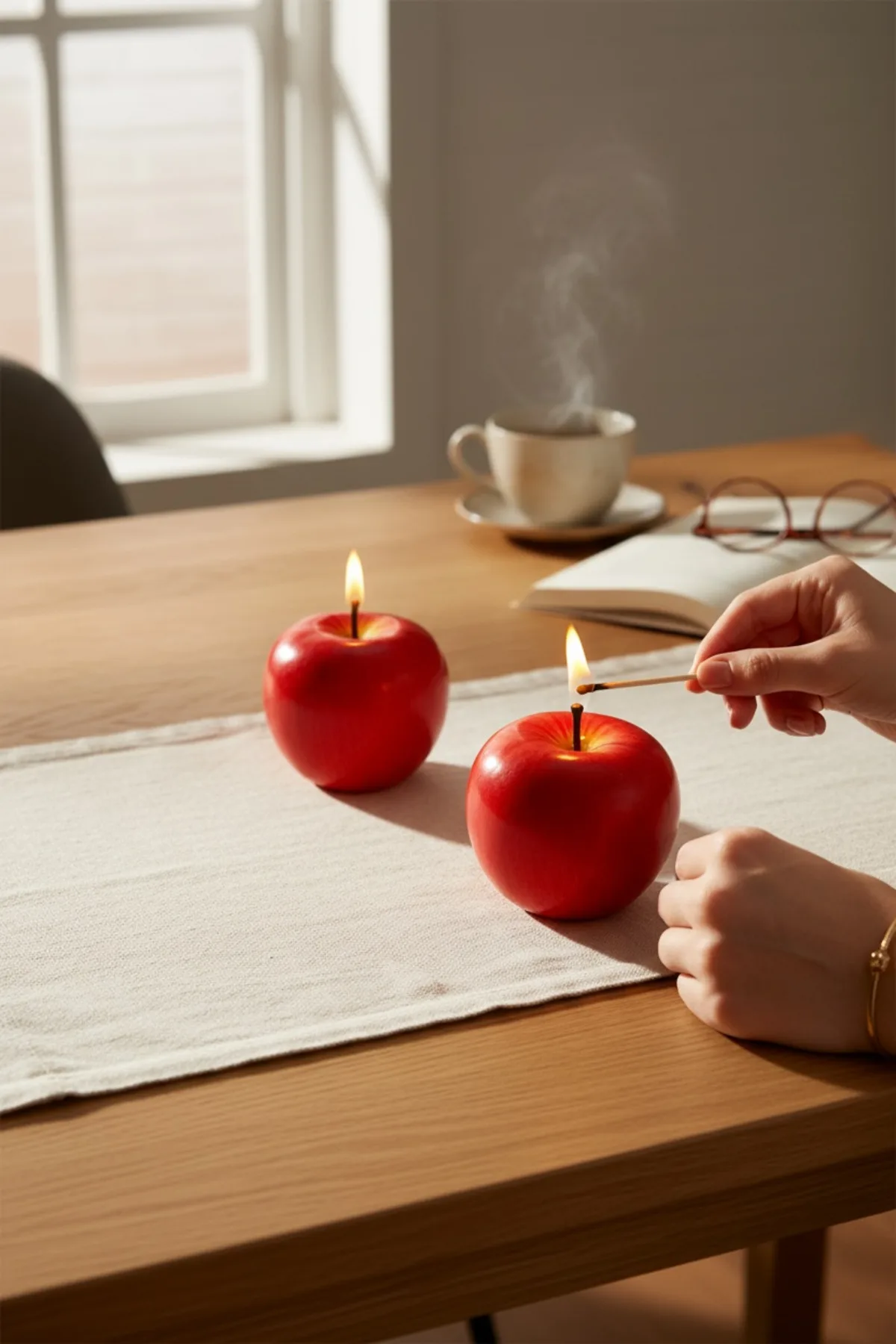 2’li Meyve Figürlü Mum – Dekoratif Meyve Tasarımlı Mum Seti