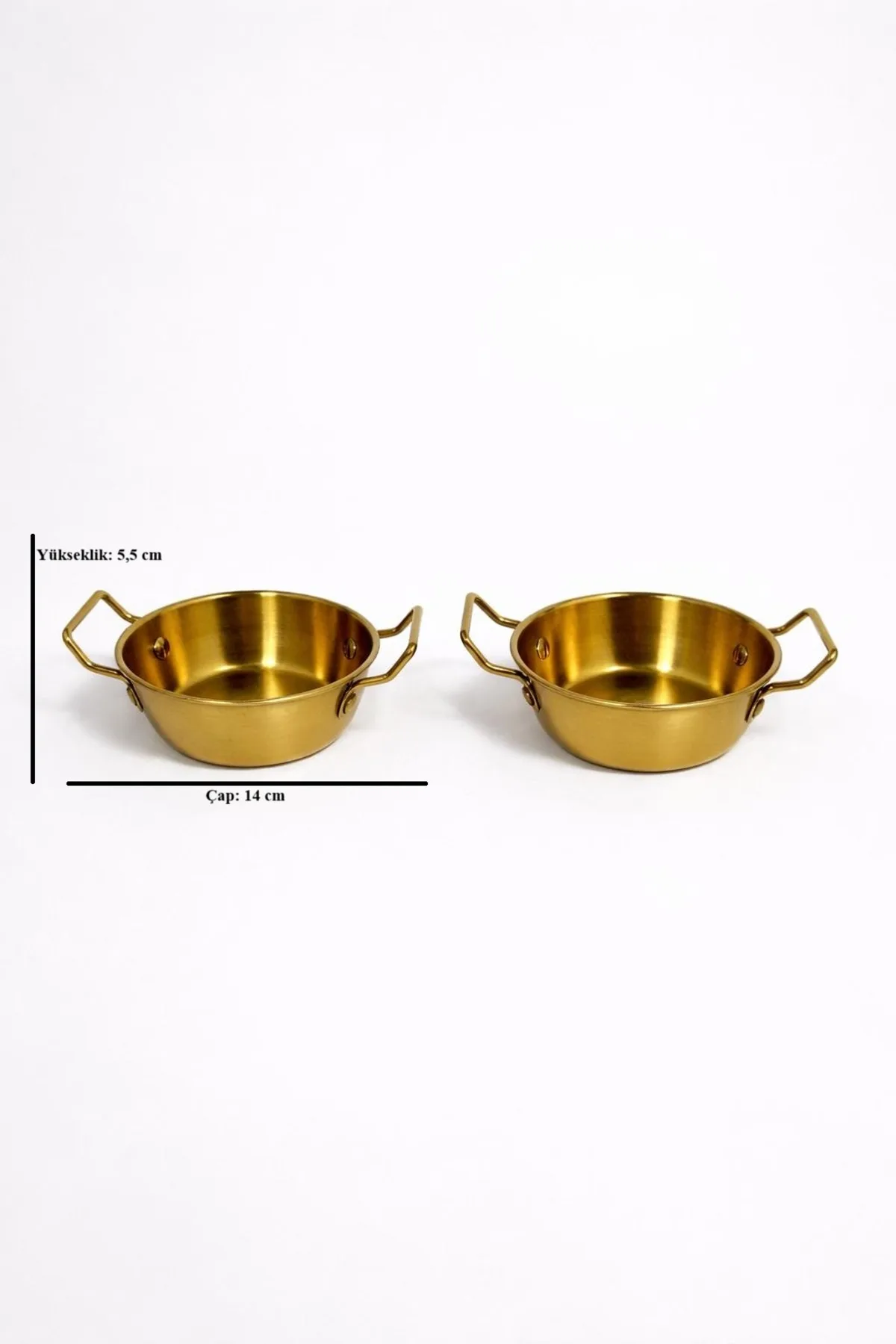 2’li Kulplu Tava Görünümlü 14 cm Gold Sunumluk Seti – Dekoratif Sunum Tabağı