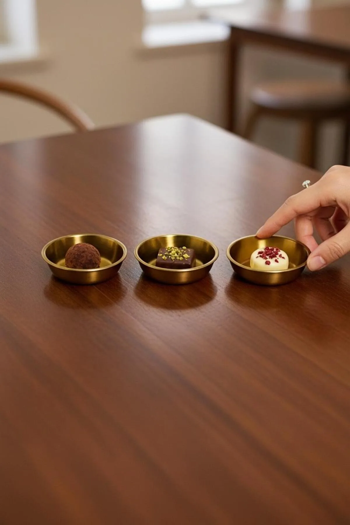 3’lü Gold Minik Kase Seti – 7 cm Dekoratif Sunum Kaseleri, Kahvaltı ve Meze Kaseleri