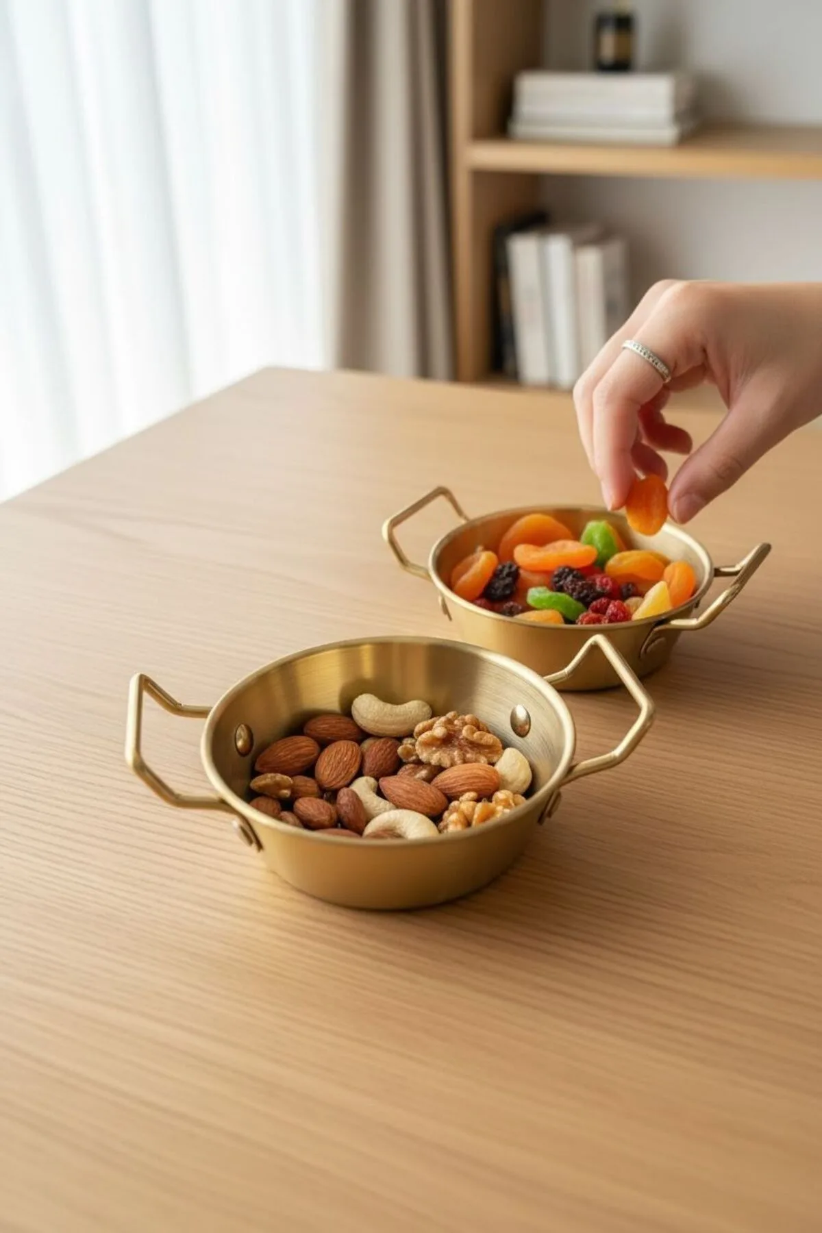 2’li Kulplu Tava Görünümlü Mini Gold Sunumluk Seti – Dekoratif Küçük Sunum Tabağı