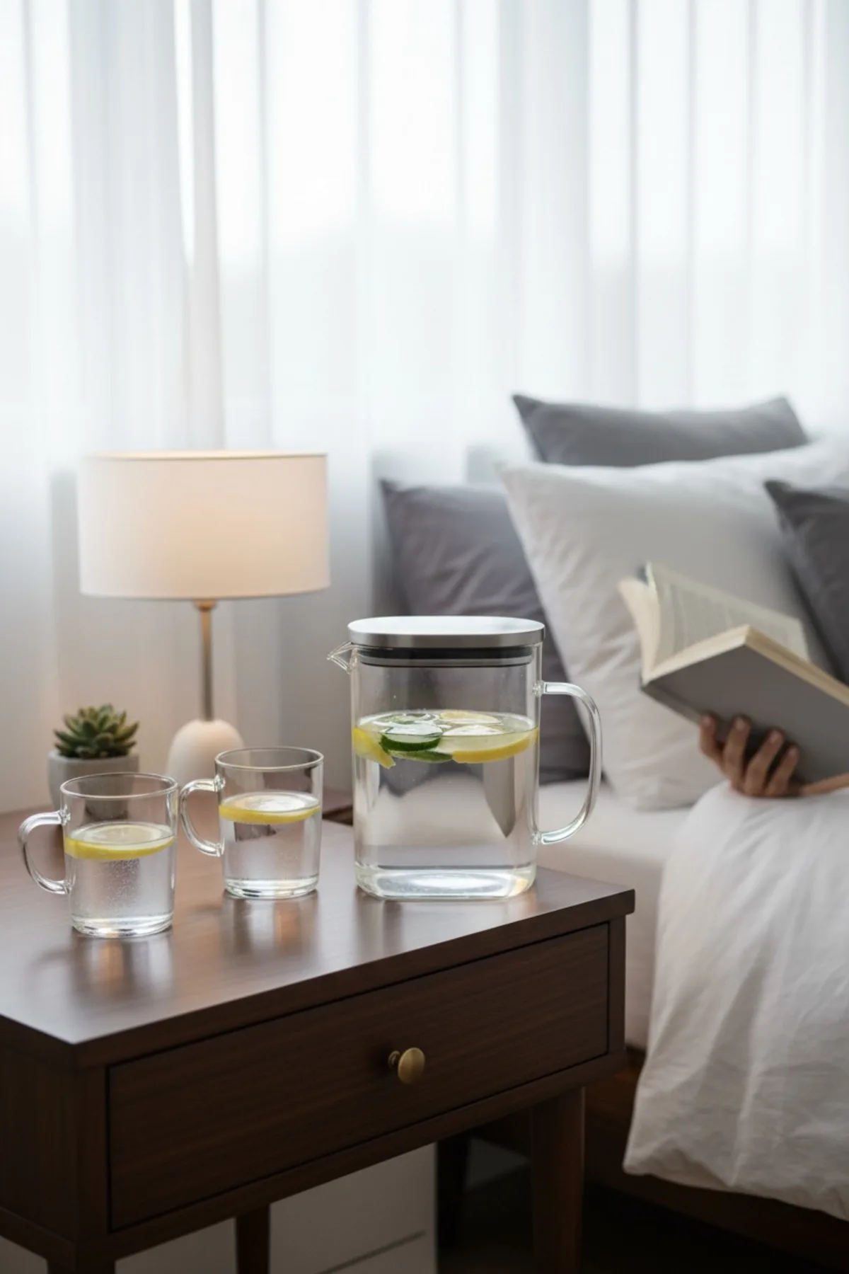 Borosilikat Sürahi 1200 ml – 2’li Bardaklı Cam Sürahi Seti, Isıya Dayanıklı Sürahi