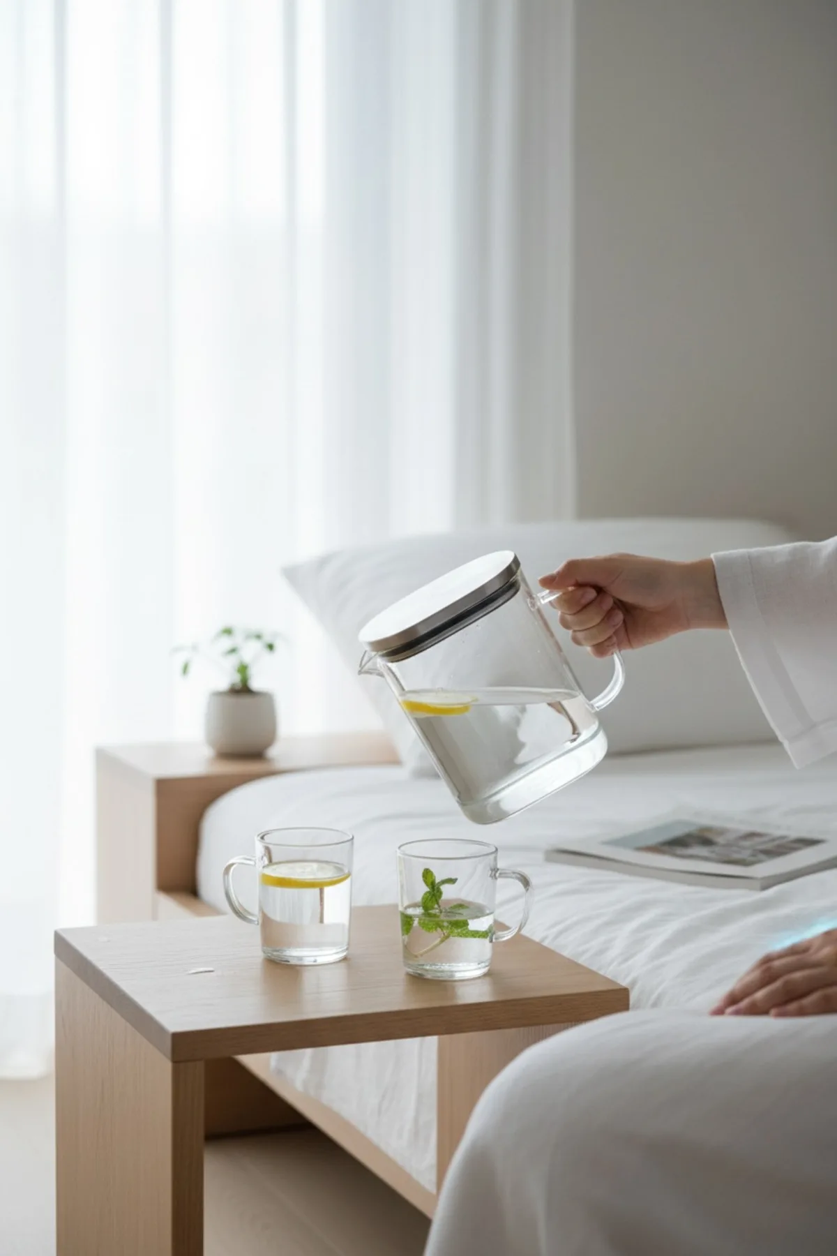 Borosilikat Sürahi 1200 ml – 2’li Bardaklı Cam Sürahi Seti, Isıya Dayanıklı Sürahi