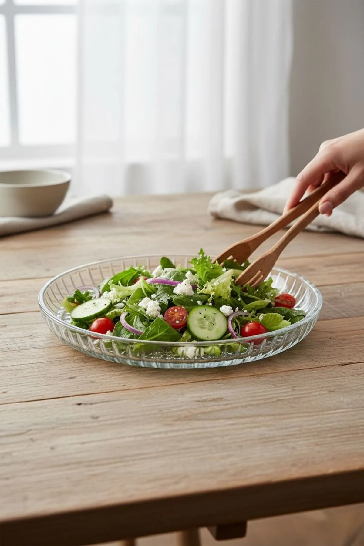 2’li Geniş Cam Salata Kasesi – Büyük Boy Servis ve Meyve Kasesi Seti