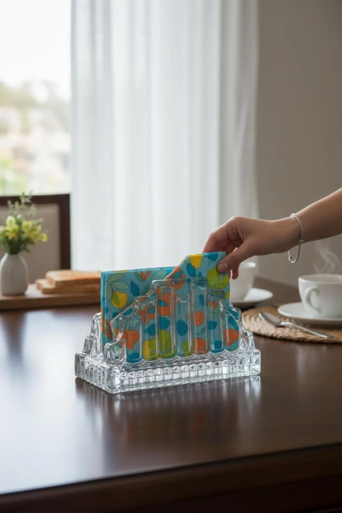 Cam Peçetelik – Şeffaf Masa Üstü Peçete Tutucu I Peçete Standı