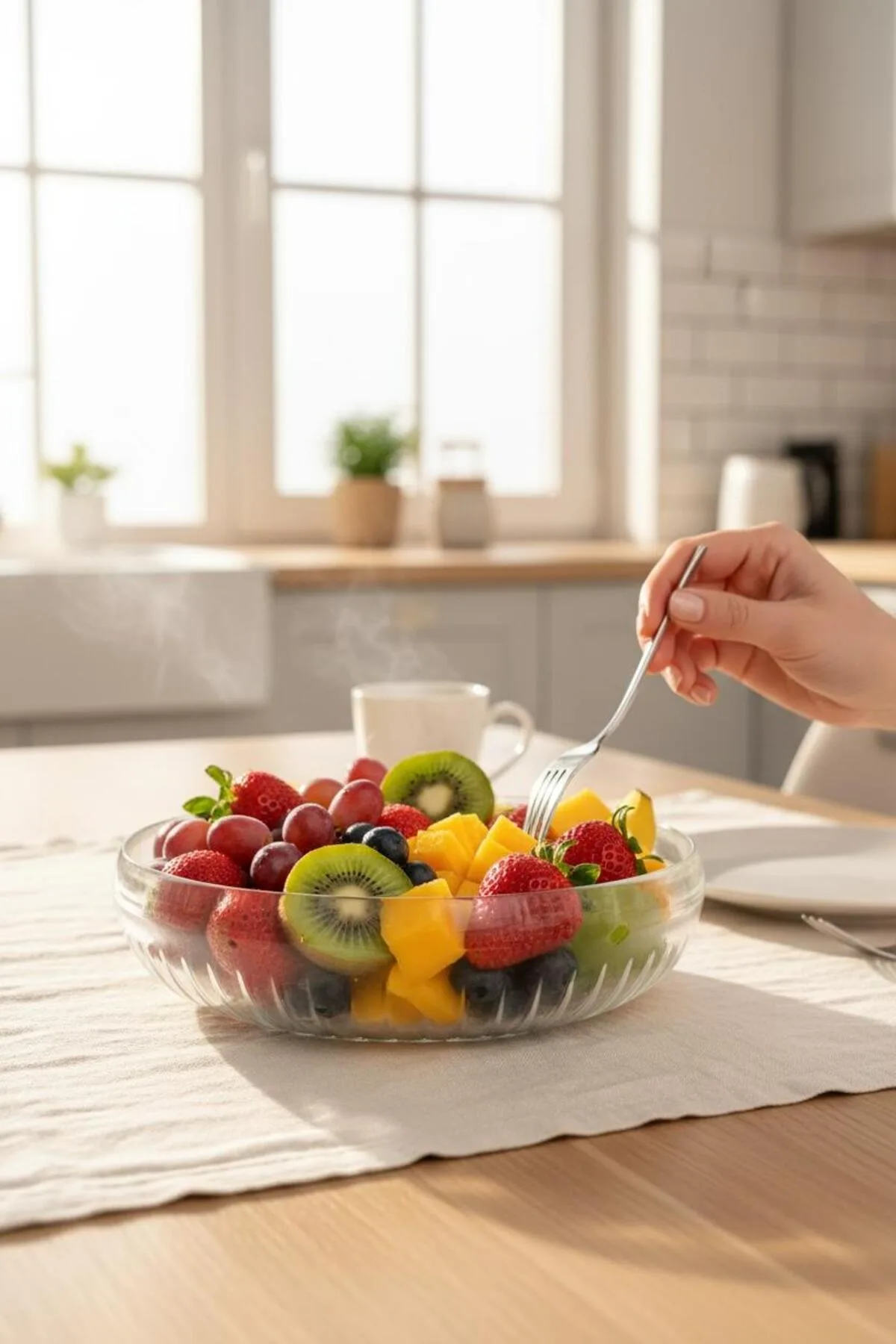 Büyük Boy Cam Salata Kasesi – Geniş Servis Kasesi, Meyve Sunum Kasesi