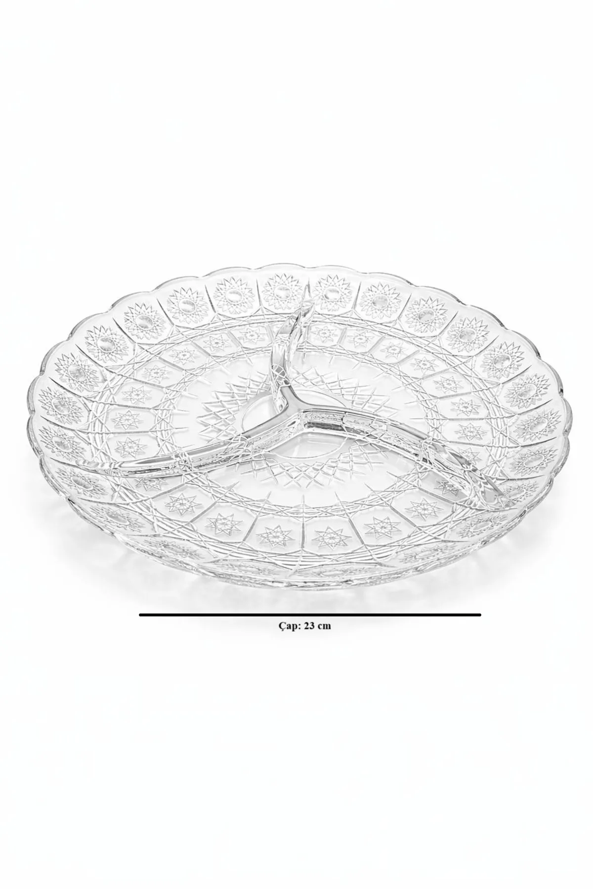 3 Bölmeli Cam Kahvaltı ve Çerez Tabağı – Çok Amaçlı Sunumluk