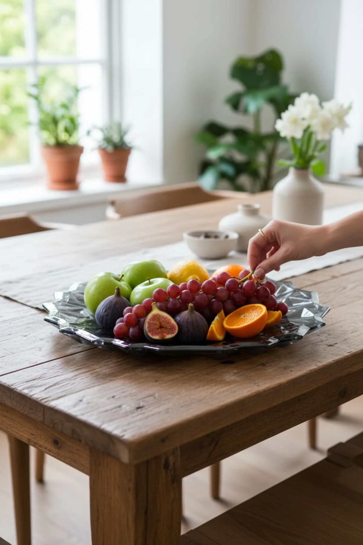 Cam Meyvelik – Dekoratif Sunumluk, Şık Servis Tabağı Siyah