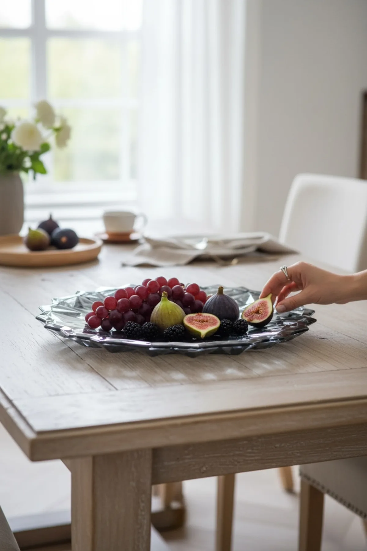 Cam Meyvelik – Dekoratif Sunumluk, Şık Servis Tabağı Siyah