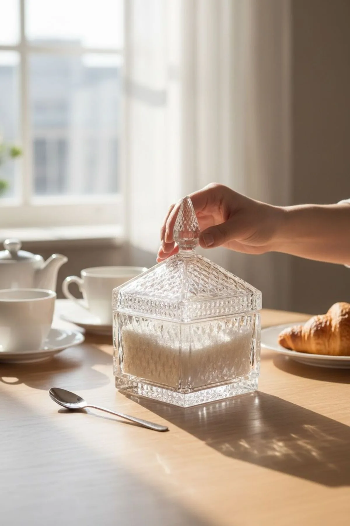 Kapaklı Kare Kristal Şekerlik | Baklava Detaylı Lokumluk & Çikolatalık