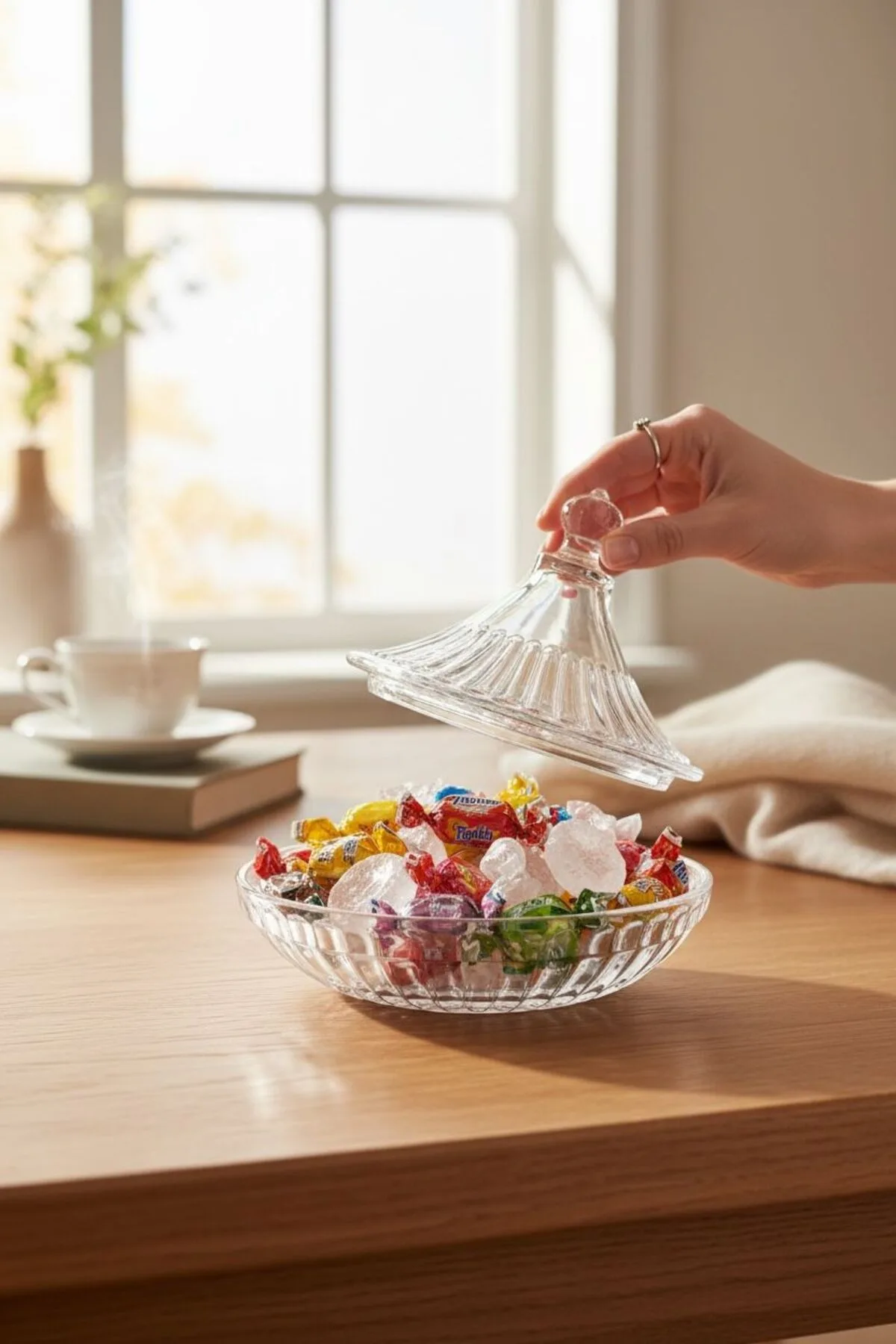 Kısa Kapaklı Kristal Cam Şekerlik | Dekoratif Lokumluk & Çikolatalık