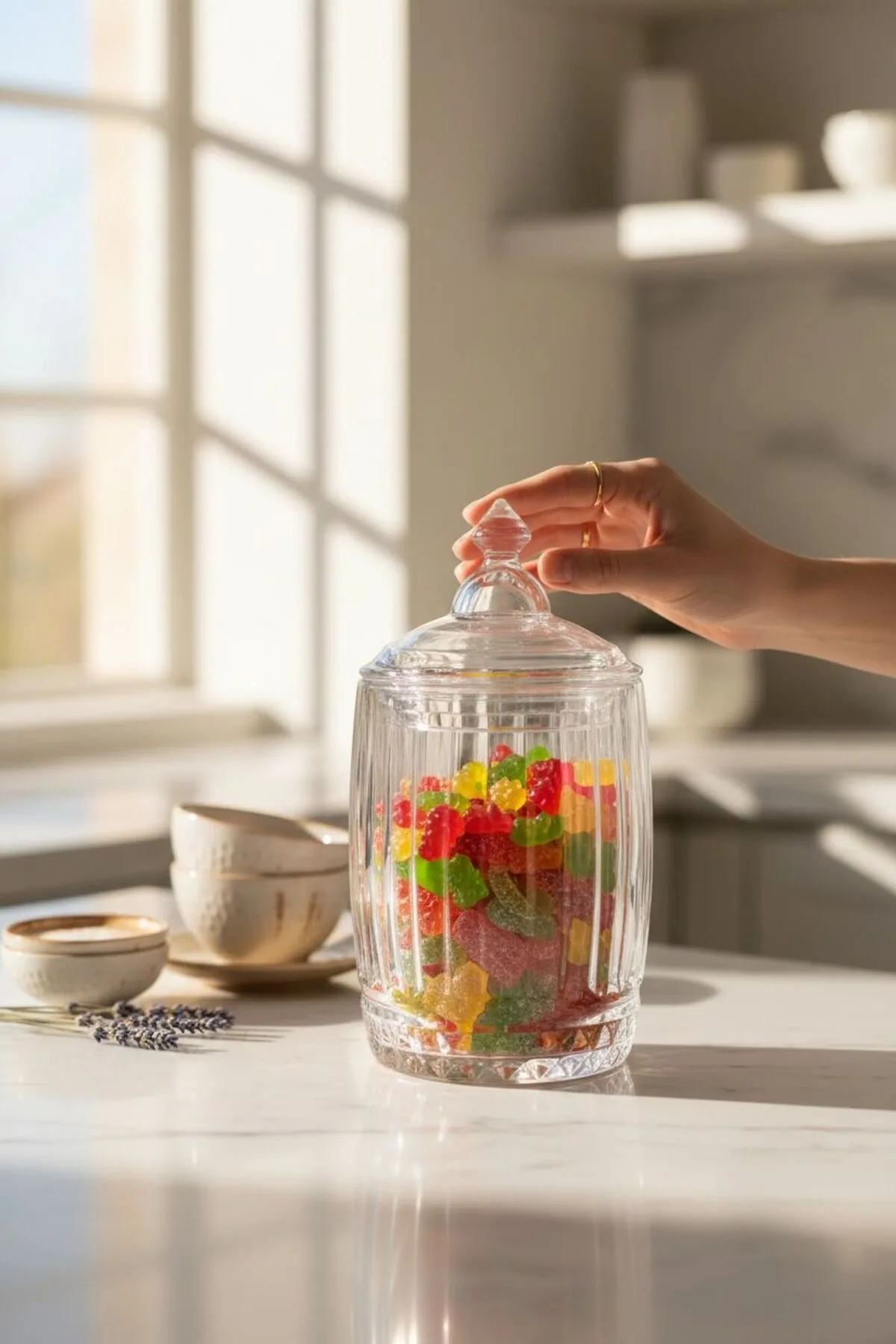 Uzun Kapaklı Kristal Cam Şekerlik | Dekoratif Lokumluk & Çikolatalık