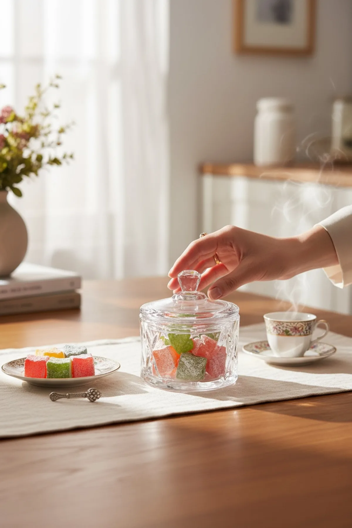 Cam Lokumluk – Kapaklı Dekoratif Cam Kavanoz, Sofra ve Mutfak Aksesuarı