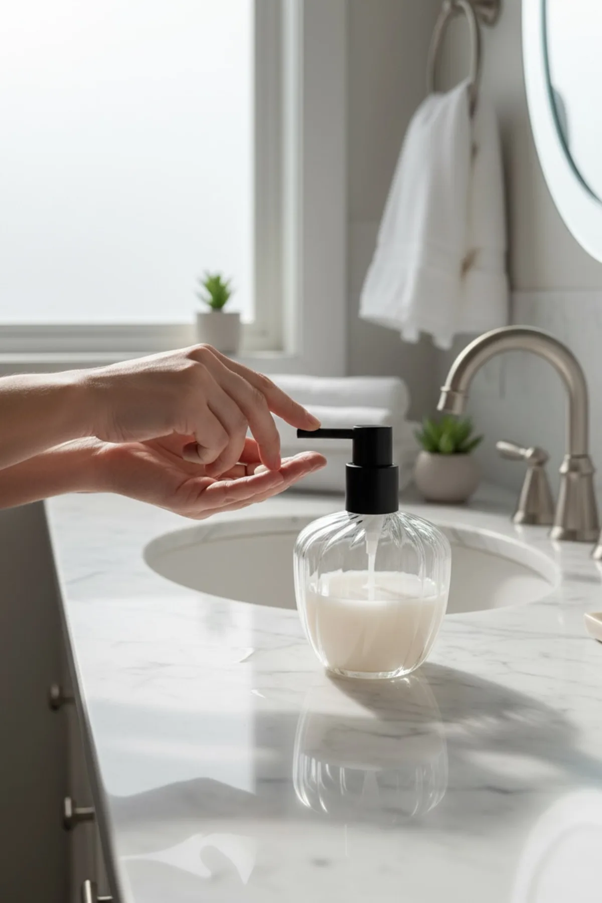 Borosilikat Şeffaf Cam Sıvı Sabunluk/ Yuvarlak Model Banyo Sabunluğu