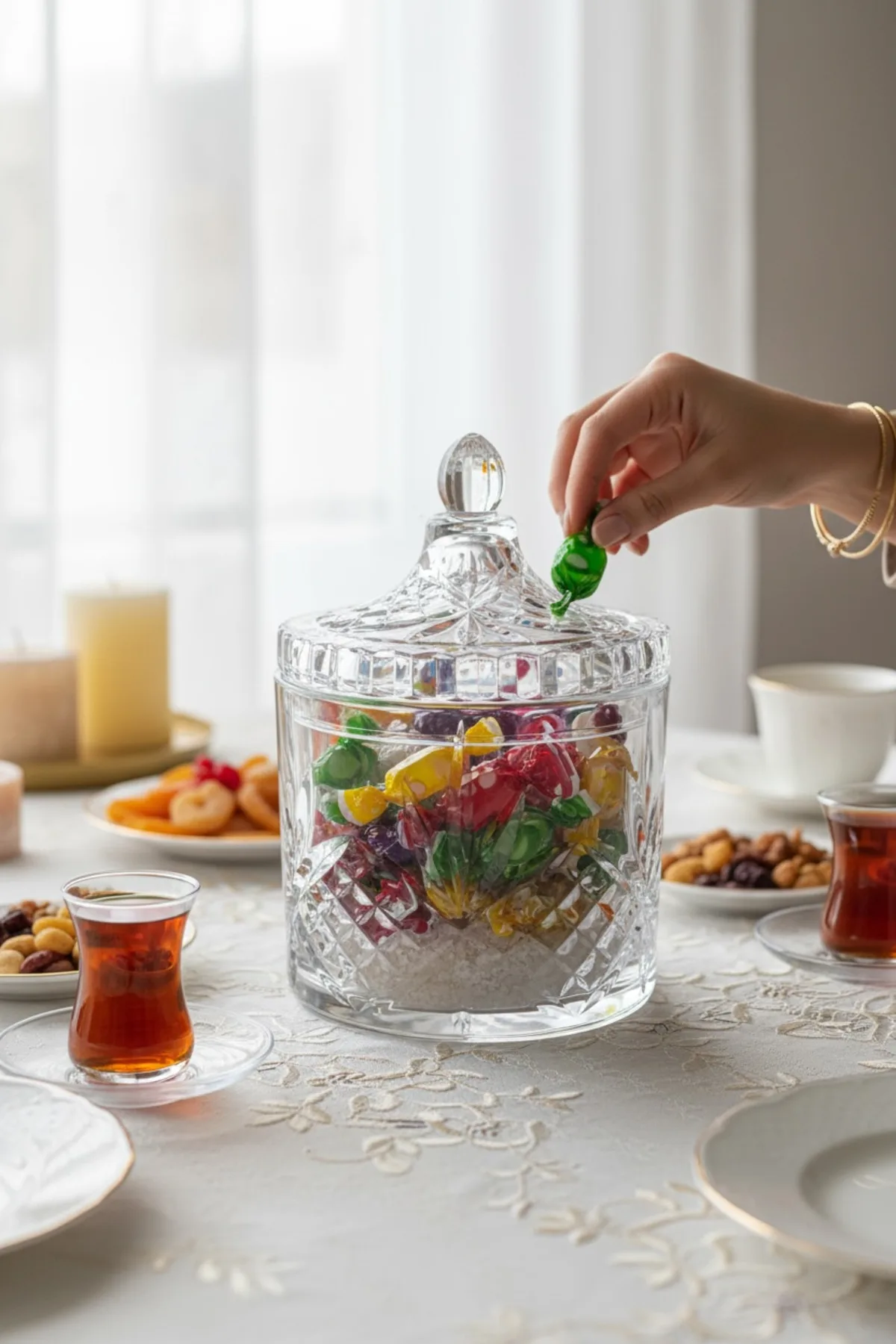 Kristal Cam Şekerlik Büyük Boy 1L, Sofra ve Mutfak Aksesuarı