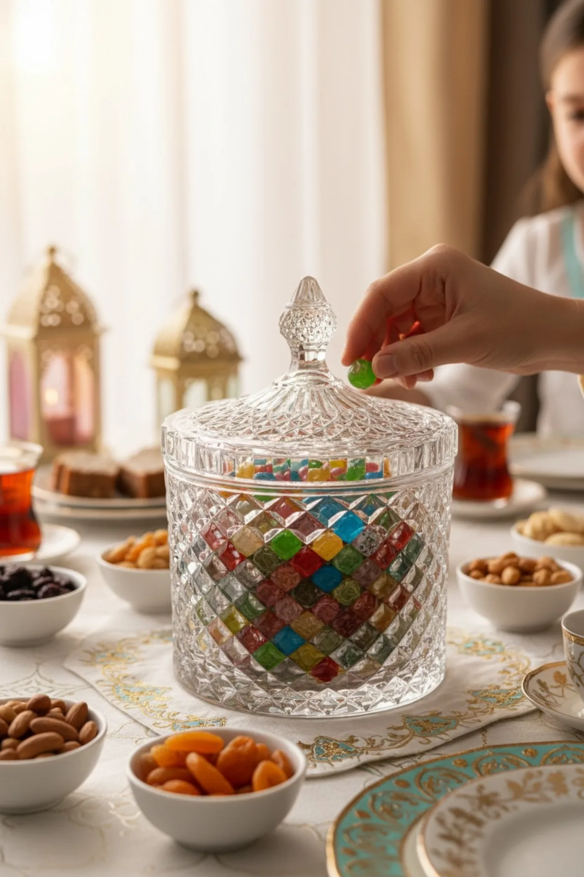 Kristal Cam Şekerlik Büyük Boy 1L, Sofra ve Mutfak Aksesuarı