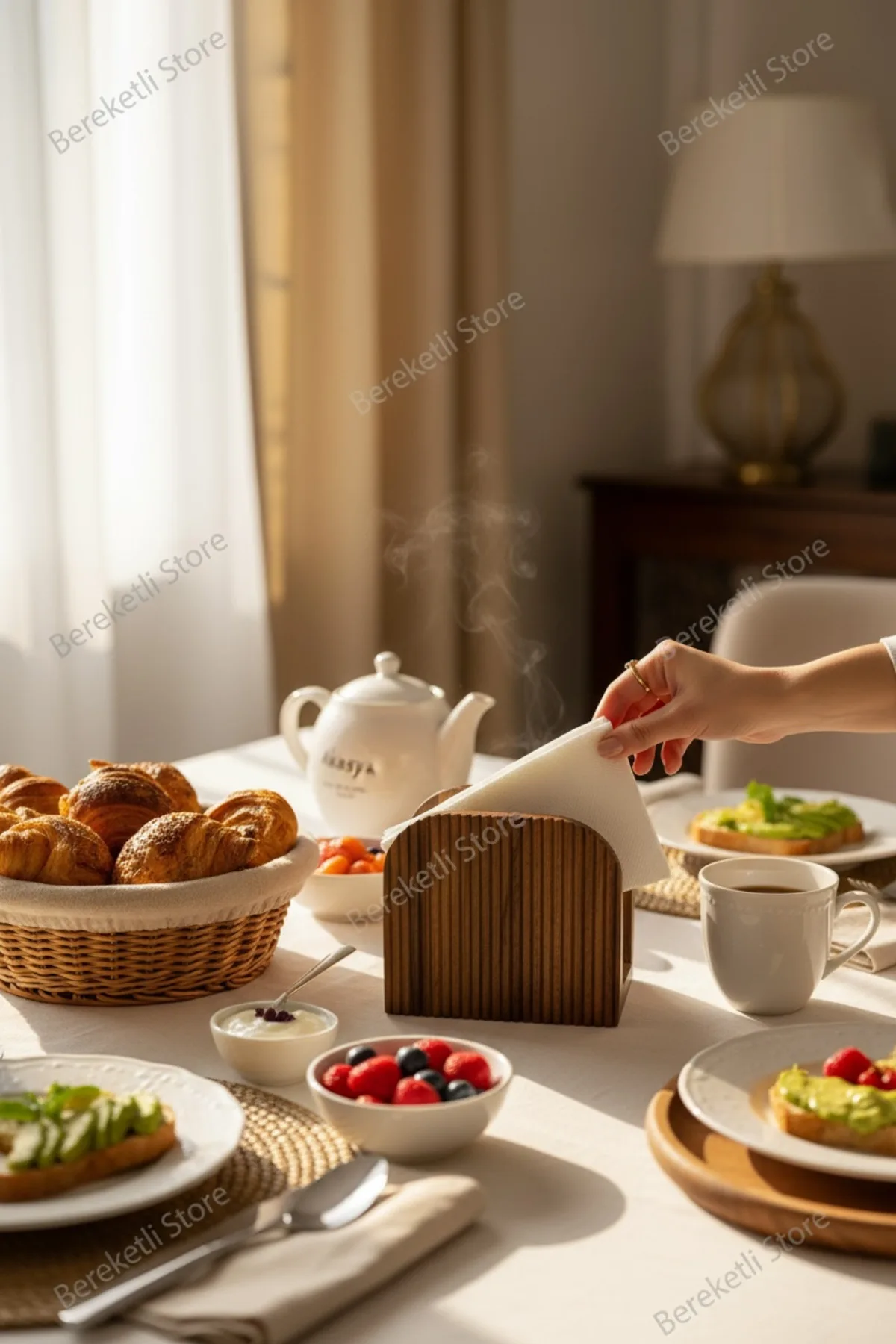 Akasya Peçetelik | Doğal Ahşap Şık Masa ve Sofra Peçete Standı