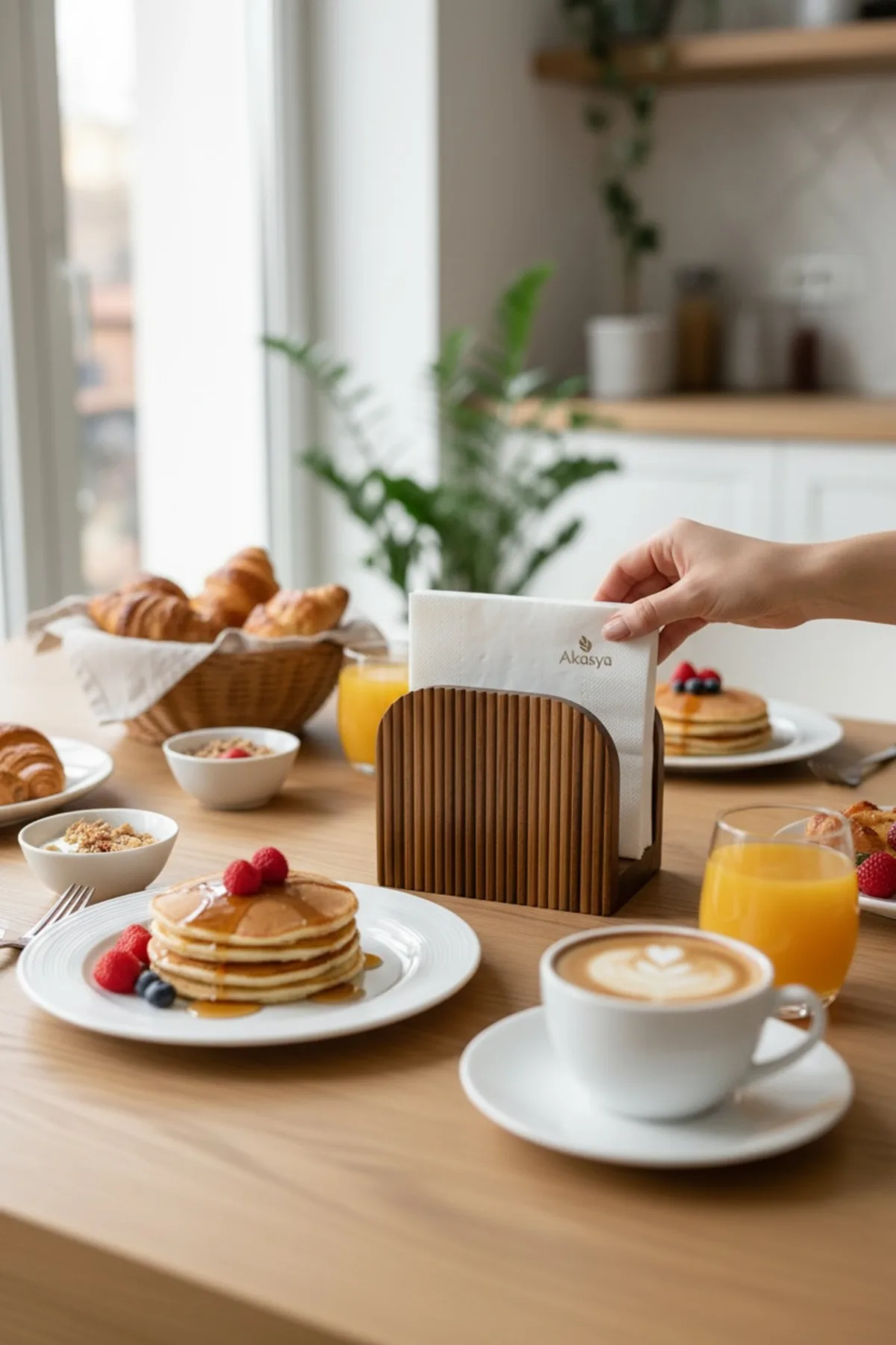 Akasya Peçetelik | Doğal Ahşap Şık Masa ve Sofra Peçete Standı
