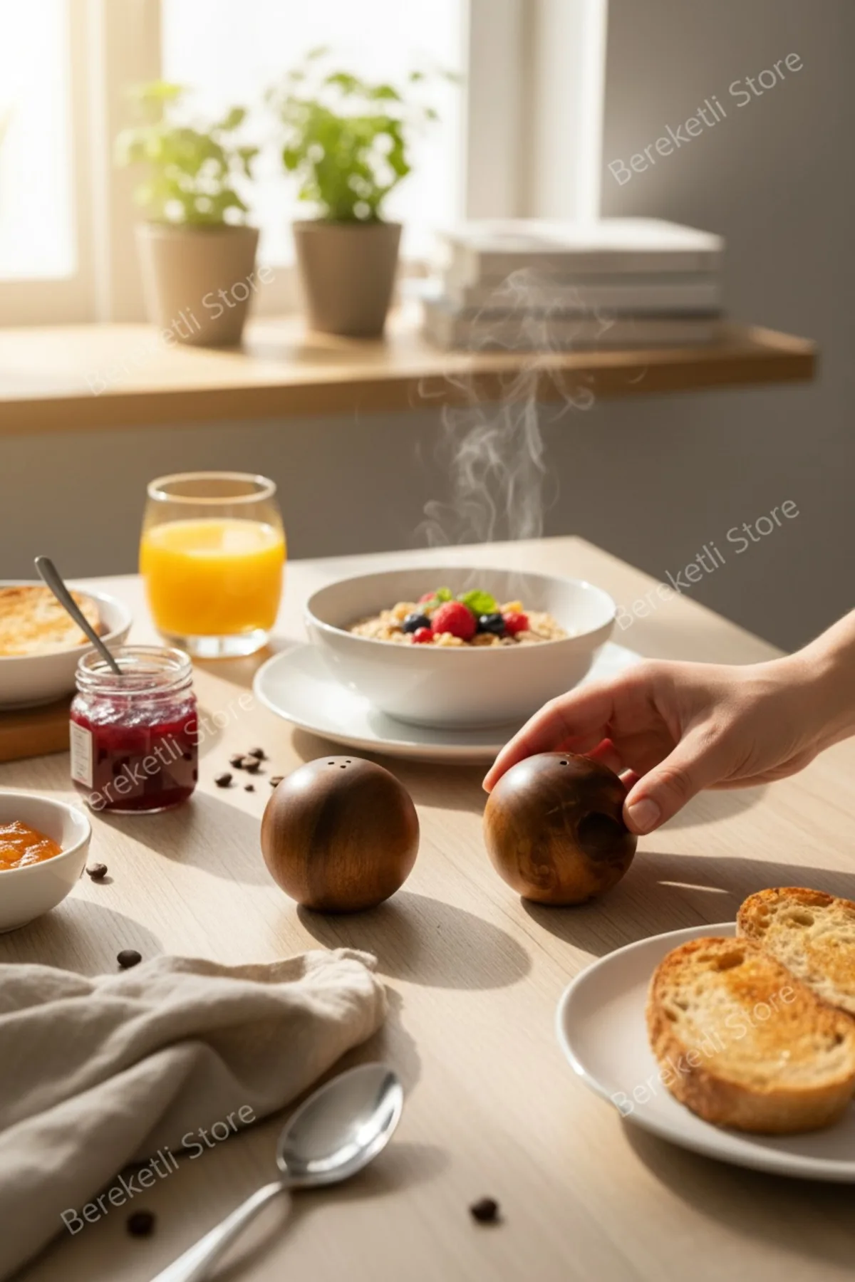 Akasya Tuzluk & Biberlik Seti | Doğal Ahşap Şık Sofra Baharatlık