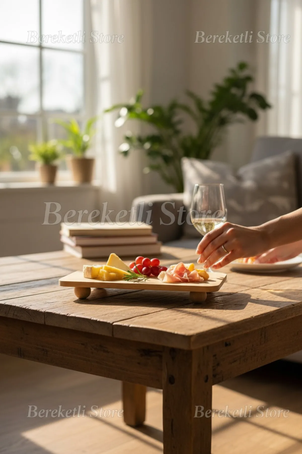 Ayaklı Bambu Sunum Tahtası 33x15 cm | Kahvaltı & İkram Sunumluğu