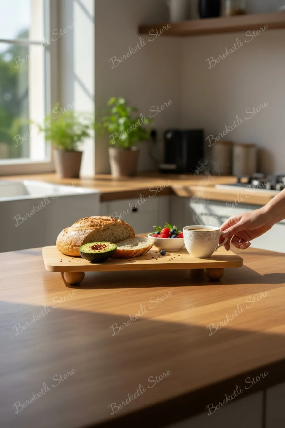 Ayaklı Bambu Sunum Tahtası 33x15 cm | Kahvaltı & İkram Sunumluğu