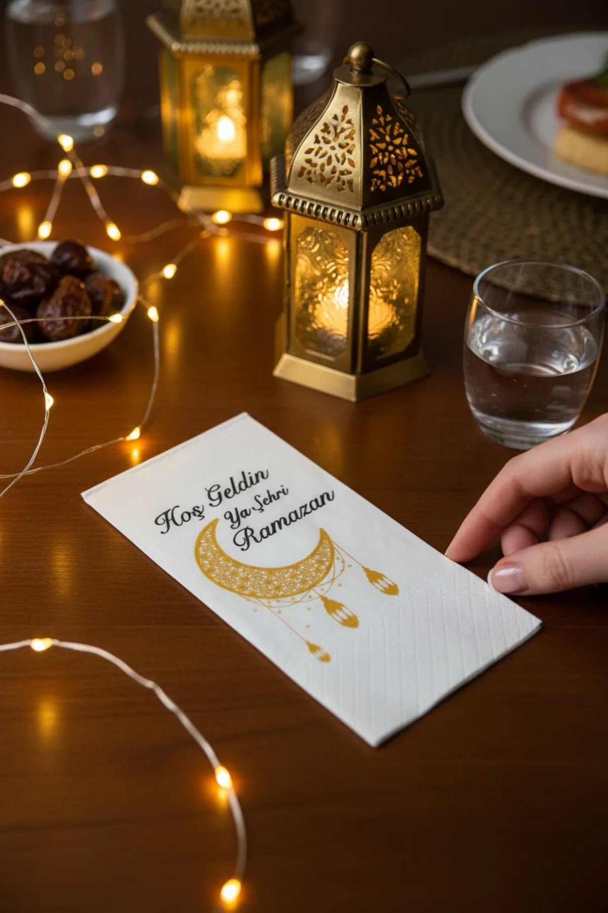 Desenli Ramazan Peçetesi/ Ramazan İçin Ramazan Temalı Desenli Misafir Peçetesi