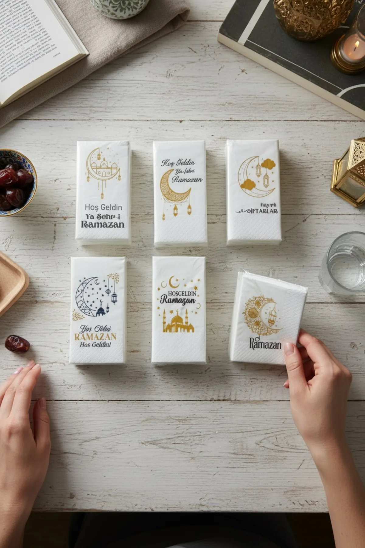 Bereketli Store 6 Paket Ramazan Temalı İftar Sofrası Süs Peçetesi (Toplam 150 Adet)